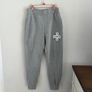 Halfway Dead HWD Gray with Black and White Logo Jogger Pants Medium